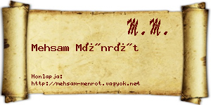 Mehsam Ménrót névjegykártya